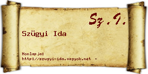 Szügyi Ida névjegykártya